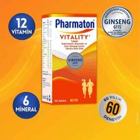 Pharmaton Vitality - Multivitaminų, mineralų ir korėjietiško ženšenio G115® maisto papildas, 30 tablečių