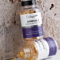 Collagen Life Omega-3 - Aukščiausios kokybės žuvų taukai su hidrolizuotu kolagenu ir vitaminu C, 90 minkštųjų kapsulių