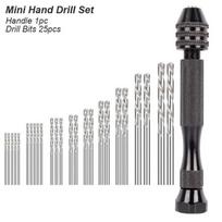 Micro Mini Hand Drill Bits Set Manual Pin Vise Woodworking for Model Resin Jewelry Hole Maker Puncher Craft Tools