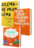 KNYGŲ RINKINYS. Jūratė Cvilikienė. PINIGAI ir kiti Gilučių šeimos reikalai + PRADĖK DABAR: finansinis gidas paaugliams + Dilema – ne problema