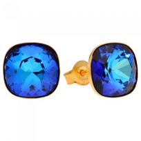 Sidabriniai auskarai moterims DiamondSky „Glare (Bermuda Blue)“ su Swarovski kristalais