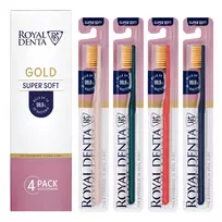 ROYAL DENTA ypač minkštų dantų šepetėlių rinkinys GOLD SUPER SOFT MODERN, 4 vnt