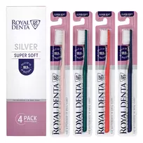 ROYAL DENTA dantų šepetėlių rinkinys SILVER SUPER SOFT MODERN, 4 vnt.