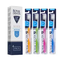 ROYAL DENTA dantų šepetėlių rinkinys SILVER MEDIUM CLASSIC, 4 vnt.