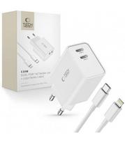 Baltas pakrovėjas PD35W + Type-C - Lightning laidas "Tech-Protect C35W 2-Port"