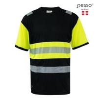 Marškinėliai PESSO HVM_Hi-vis,juoda - geltona