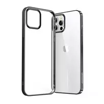 Joyroom New Beautiful Series ultra plonas with electroplated frame iPhone 12 Pro Max dėklas telefonui juodos spalvos (JR-BP796)