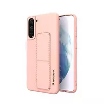 Wozinsky silikoninis su stoveliu Samsung Galaxy S21 Plus 5G dėklas telefonui rožinės spalvos