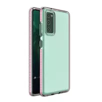 Spring clear TPU gel protective cover with colorful frame Samsung Galaxy A72 4G light rožinės spalvos