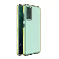 Spring clear TPU gel protective cover with colorful frame Samsung Galaxy A72 4G geltonos spalvos