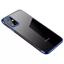 Clear Color Gel TPU Electroplating frame Samsung Galaxy A72 4G dėklas telefonui mėlynos spalvos