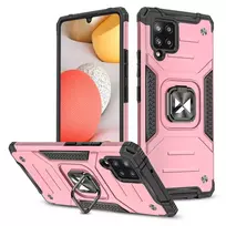 Wozinsky Ring Armor su stoveliu Tough Rugged Samsung Galaxy A42 5G dėklas telefonui rožinės spalvos