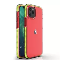 Spring clear TPU gel protective with colorful frame iPhone 13 mini geltonos spalvos
