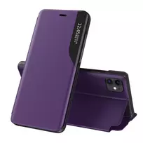 Eco Leather View elegant bookcase su stoveliu iPhone 13 Pro Max dėklas telefonui violetinės spalvos