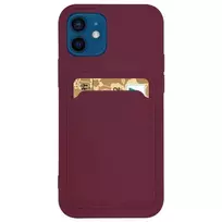 Card silikoninis Wallet with Card Slot Documents Samsung Galaxy A22 4G Burgundy