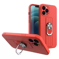 Ring silikoninis dėklas su žiedu pirštui ir stoveliu Apple iPhone XS Max raudonos spalvos