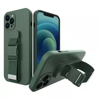 Silikoninis dėklas telefonui su dirželiu Apple iPhone 11 Pro žalios spalvos