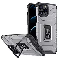 Crystal Ring Kickstand Tough Rugged Apple iPhone 12 Pro Max juodos spalvos
