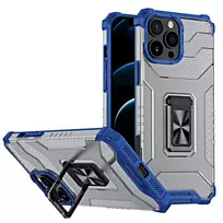 Crystal Ring Kickstand Tough Rugged Cover Apple iPhone 13 Pro Max mėlynos spalvos