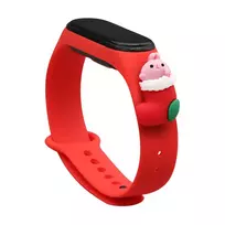 Kalėdinė apyrankė Xiaomi Mi Band 4 / Mi Band 3 Christmas silikoninė Strap Bracelet raudonos spalvos (Santa 1)