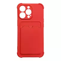 Card Armor Pouch Apple iPhone 12 Pro Max Card Wallet silikoninis Air Bag Armor dėklas telefonui raudonos spalvos