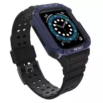 Protect apyrankė su dėklu Apple Watch 7 / 6 / 5 / 4 / 3 / 2 / SE (45 / 44 / 42mm) Dėklas Armor Watch juodos ir mėlynos spalvos