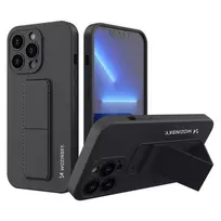 Wozinsky su stoveliu Apple iPhone 13 mini silikoninis su stoveliu dėklas telefonui juodos spalvos