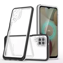 Skaidrus 3in1 Samsung Galaxy A22 4G Frame Gel dėklas telefonui juodos spalvos