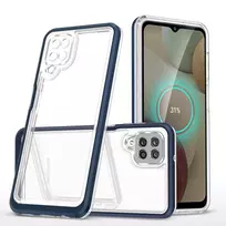 Skaidrus 3in1 Samsung Galaxy A22 4G Frame Gel dėklas telefonui mėlynos spalvos