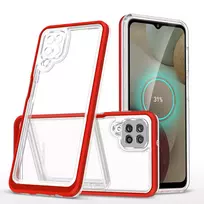 Skaidrus 3in1 Samsung Galaxy A22 4G Frame Gel dėklas telefonui raudonos spalvos