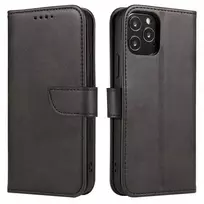 Elegantiškas magnetinis dėklas telefonui su atverčiamu dangteliu ir stovo funkcija Honor Magic3 Pro, juodos spalvos