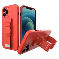 Rope silikoninis su dirželiu Samsung Galaxy A23 dėklas telefonui raudonos spalvos