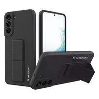 Wozinsky Kickstand silikoninis su stoveliu Samsung Galaxy S22 Plus dėklas telefonui juodos spalvos