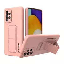 Wozinsky Kickstand silikoninis su stoveliu Samsung Galaxy A73 dėklas telefonui rožinės spalvos