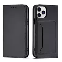 Magnet Card dėklas telefonui Apple iPhone 12 Pro Max Pouch Card Wallet Card Holder juodos spalvos