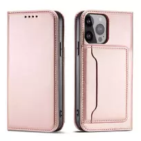 Magnet Card dėklas telefonui Apple iPhone 13 Pro Max Pouch Card Wallet Card Holder rožinės spalvos