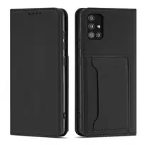 Magnet Card dėklas telefonui Samsung Galaxy A12 5G Pouch Wallet Card Holder juodos spalvos