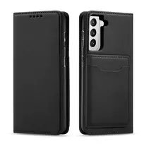 Magnet Card Samsung Galaxy S22 + (S22 Plus) Card Holder dėklas telefonui juodos spalvos