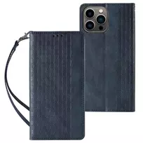 Magnet Strap dėklas telefonui Apple iPhone 12 Pro Max Pouch Wallet + Mini Lanyard Pendant mėlynos spalvos