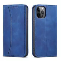 Magnet Fancy dėklas telefonui Apple iPhone 12 Pro Max Pouch Card Wallet Card Stand mėlynos spalvos