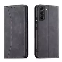 Magnet Fancy dėklas telefonui Samsung Galaxy S22 + (S22 Plus) Pouch Wallet Card Holder juodos spalvos
