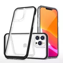Clear 3in1  Apple iPhone 14 Pro Max silikoninis su rėmeliu dėklas telefonui juodos spalvos