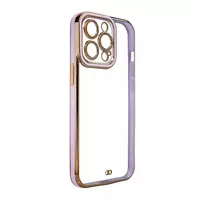 Fashion Apple iPhone 12 Pro Gold Frame Gel violetinės spalvos