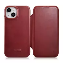 iCarer CE Oil Wax Premium Leather Apple iPhone 14 Plus Magnetic atverčiamas Leather MagSafe dėklas telefonui raudonos spalvos (AKI14220707-RD)