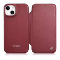 iCarer CE Premium Leather Apple iPhone 14 Plus Magnetic atverčiamas Leather MagSafe dėklas telefonui raudonos spalvos (WMI14220715-RD)