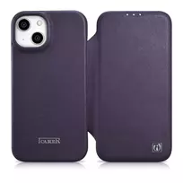iCarer CE Premium Leather Apple iPhone 14 Plus Magnetic atverčiamas Leather MagSafe Dark dėklas telefonui violetinės spalvos (WMI14220715-DP)