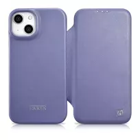 iCarer CE Premium Leather Apple iPhone 14 Plus Magnetic atverčiamas Leather MagSafe Light dėklas telefonui violetinės spalvos (WMI14220715-LP)