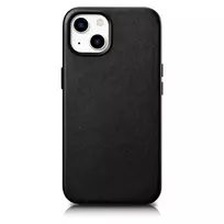 iCarer Leather Apple iPhone 14 Plus genuine leather dėklas telefonui juodos spalvos (compatible with MagSafe)
