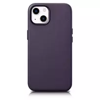 iCarer Leather Apple iPhone 14 Plus Dark dėklas telefonui violetinės spalvos (MagSafe Compatible)