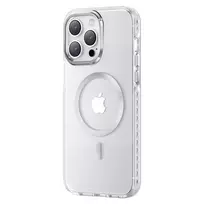 Kingxbar PQY Ice Crystal Series magnetic iPhone 14 Plus MagSafe dėklas telefonui sidabrinės spalvos